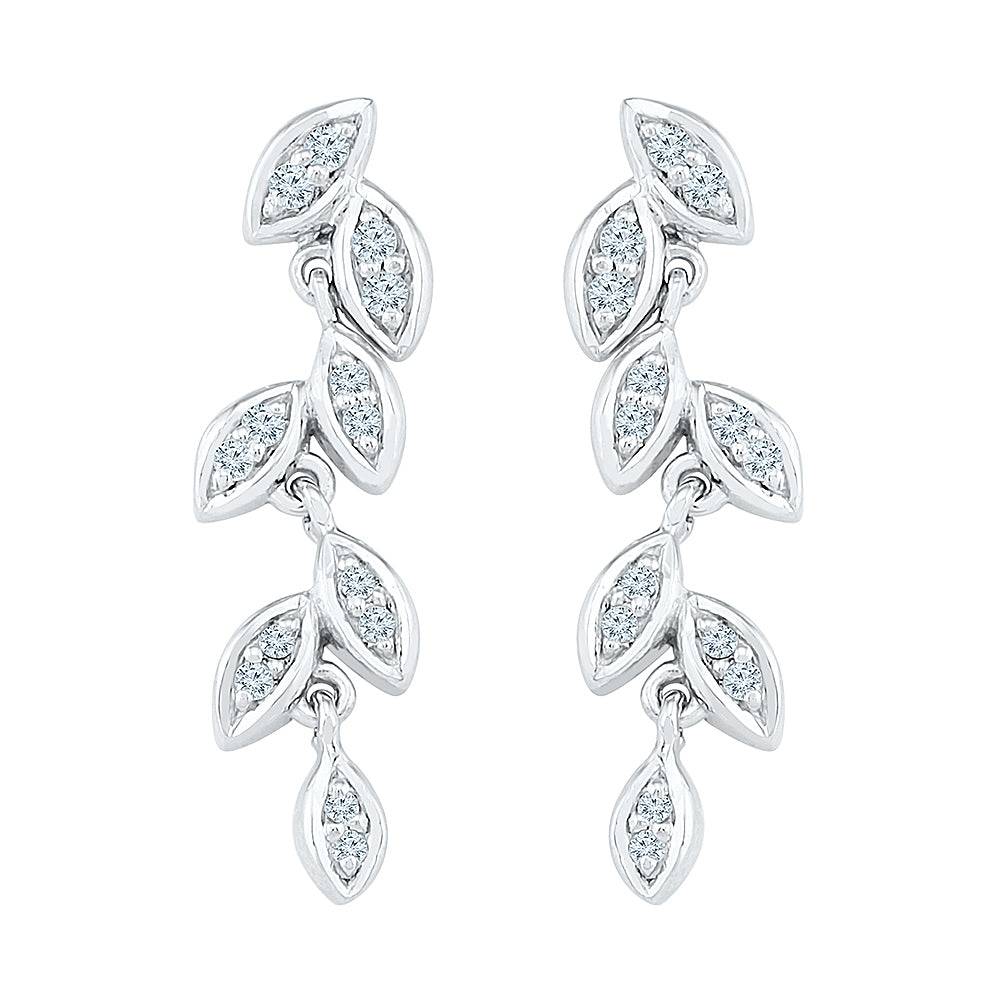 Dangle Leaf Earrings with Diamond Accents - Jewelry by Johan