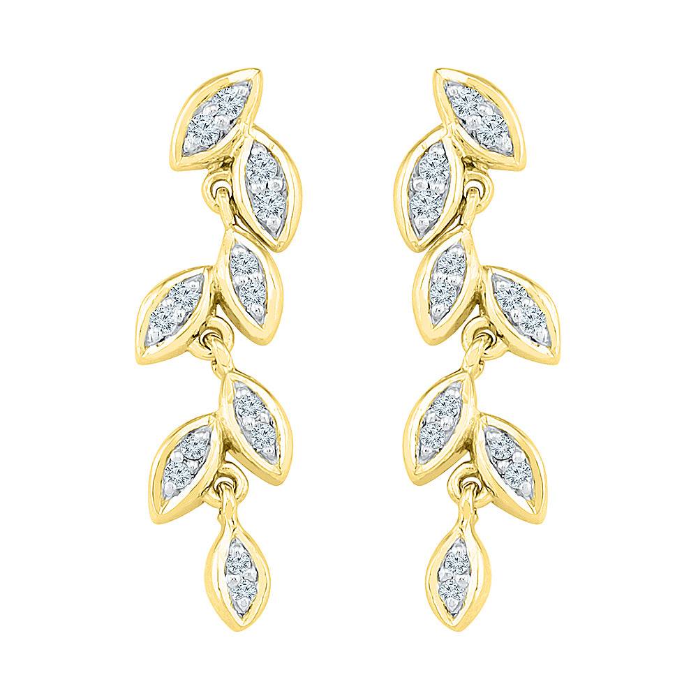 Dangle Leaf Earrings with Diamond Accents - Jewelry by Johan