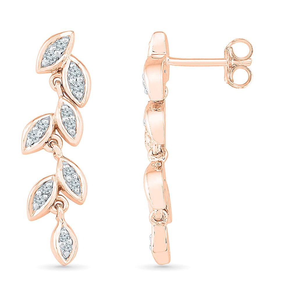 Dangle Leaf Earrings with Diamond Accents - Jewelry by Johan