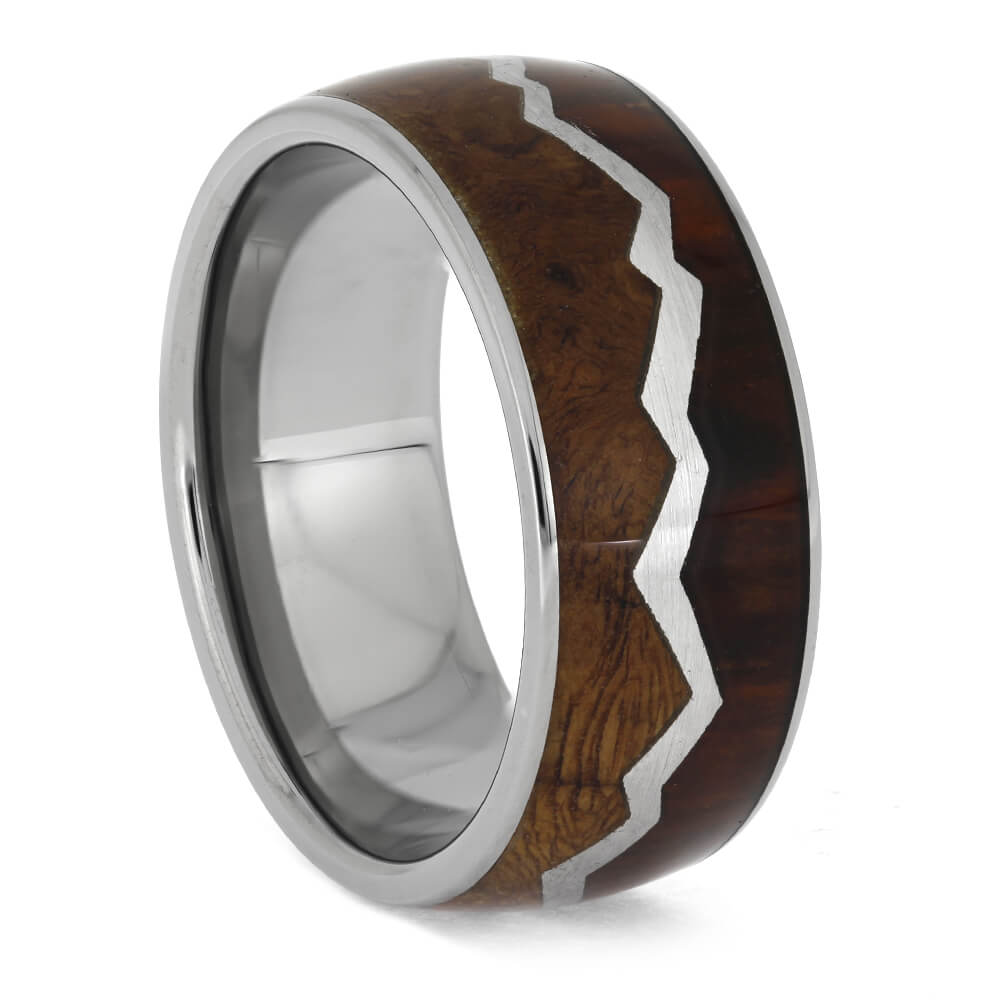Wood Ring with Mountain Range Design