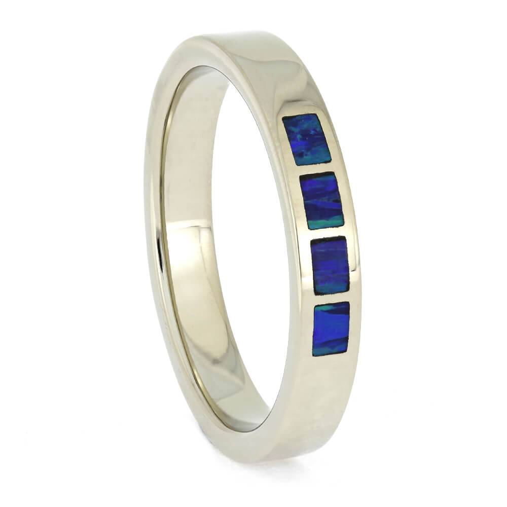 Blue opal white gold on sale ring