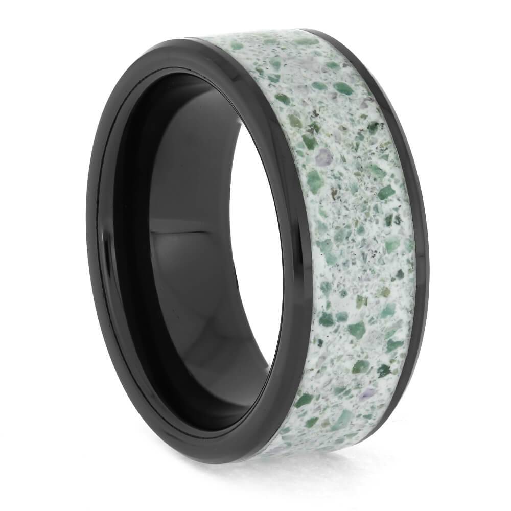 Crushed Emerald and Amethyst Wedding Band, Size 6.75-RS11341 - Jewelry by Johan