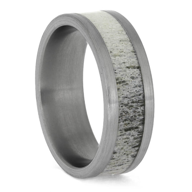 Deer Antler Ring In Brushed Titanium