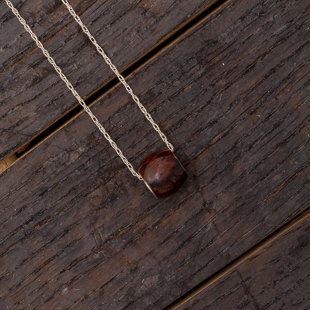 Honduran Rosewood Charm Necklace, Sterling Silver And Wood Jewelry-RS9277 - Jewelry by Johan