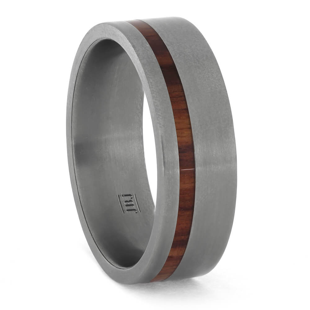 Tulipwood Wedding Band in Titanium