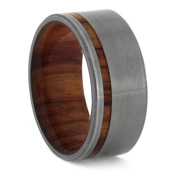 Titanium Wedding Band with Exotic Tulipwood