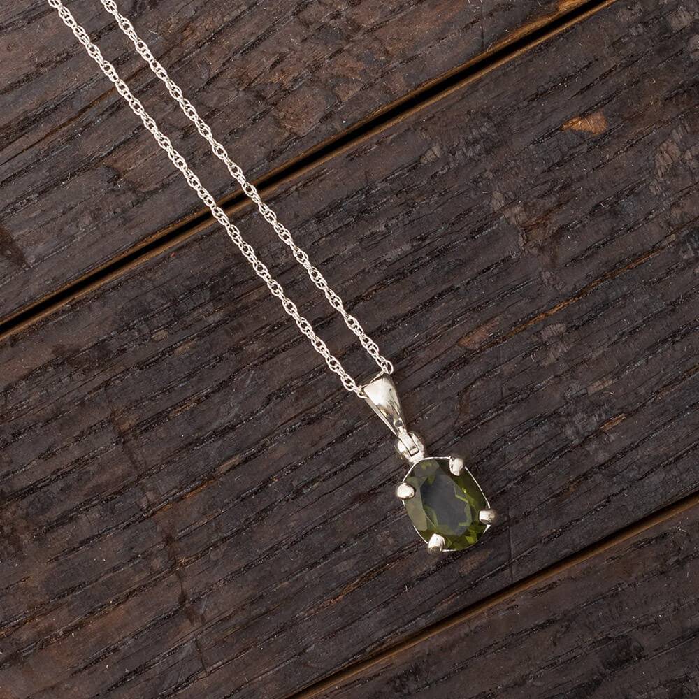 Faceted Moldavite Necklace in Sterling Silver, In Stock-RSSB012 - Jewelry by Johan