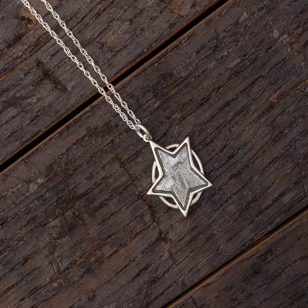 18" Authentic Gibeon Meteorite Star Necklace, In Stock-RSSB228 - Jewelry by Johan