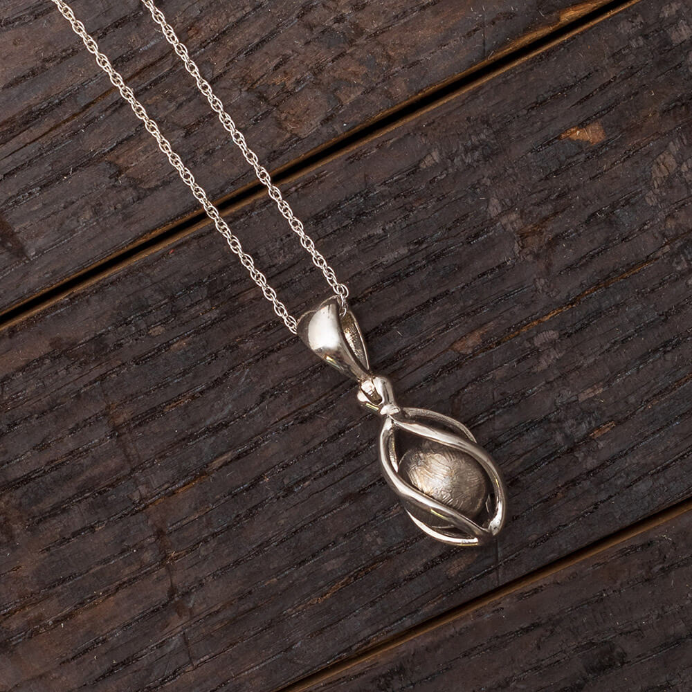 Muonionalusta Meteorite Sphere Necklace in Sterling Silver-RSSB891 - Jewelry by Johan