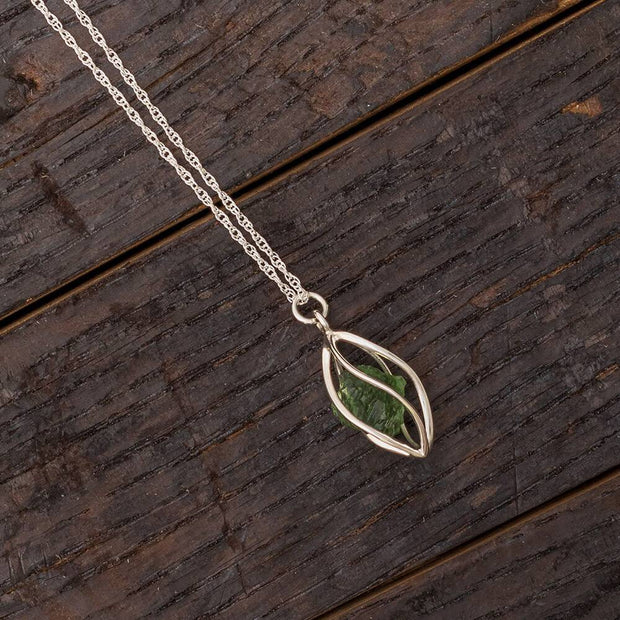 Rough Moldavite Nekclace in Sterling Silver, In Stock-RSSB89 - Jewelry by Johan