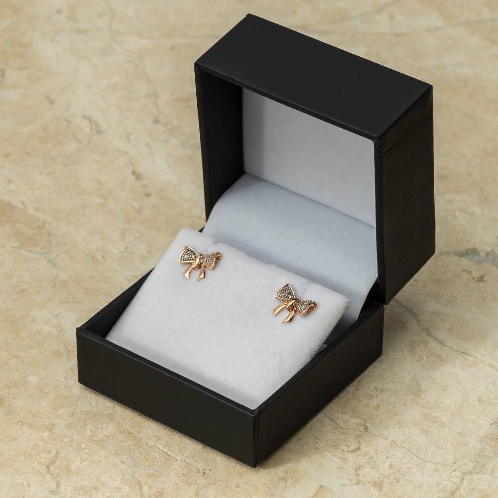 Tiny Ribbon Diamond Stud Earrings