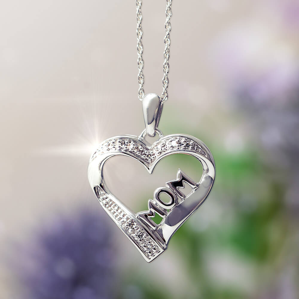 1/20ctw Genuine Diamond Mom Pendant Necklace in Sterling Silver –  kidzcandesign.com
