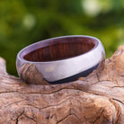 Ironwood Ring With Polished Titanium Overlay, In Stock-SIG3004 - Jewelry by Johan
