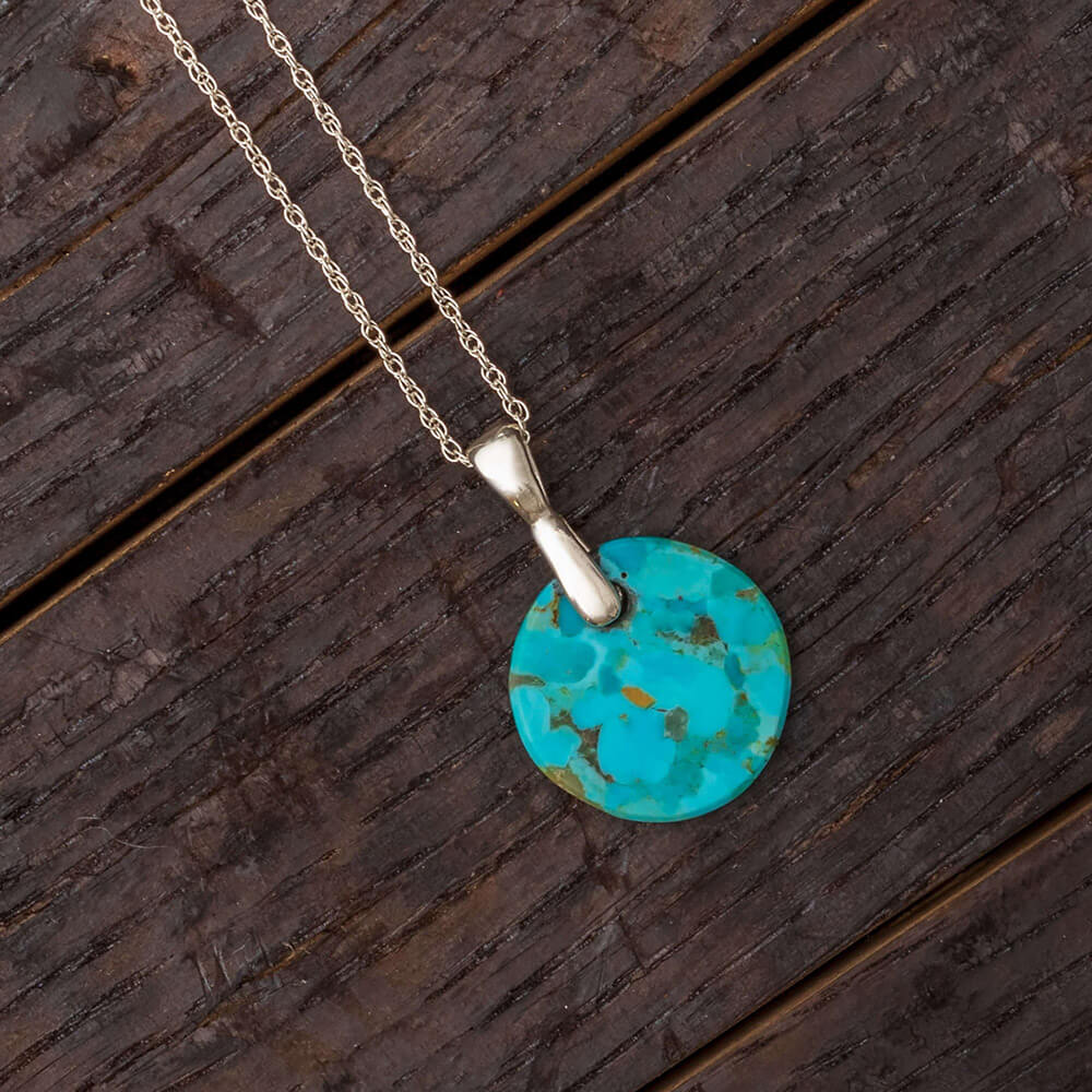 Genuine, Kingman Turquoise Circle Necklace