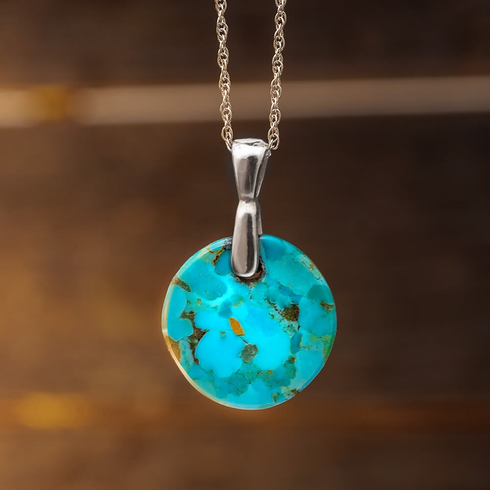 Genuine Turquoise Circle Necklace, In Stock-SIG3022 - Jewelry by Johan