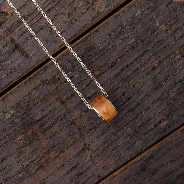 Whiskey Barrel Oak Wood Charm Bead Necklace, In Stock-SIG3034 - Jewelry by Johan