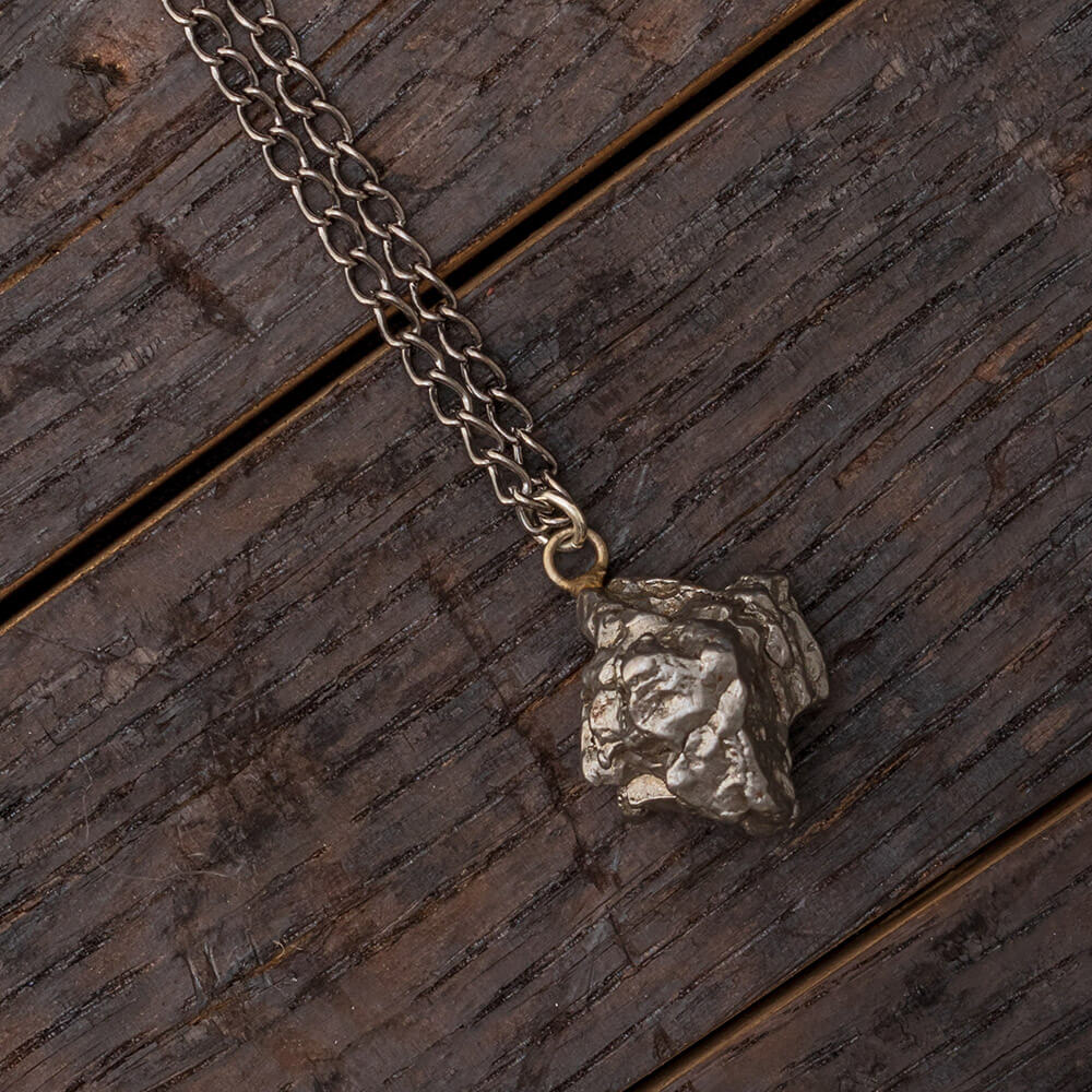 Meteorite Nugget Necklace With Black 30 Chain