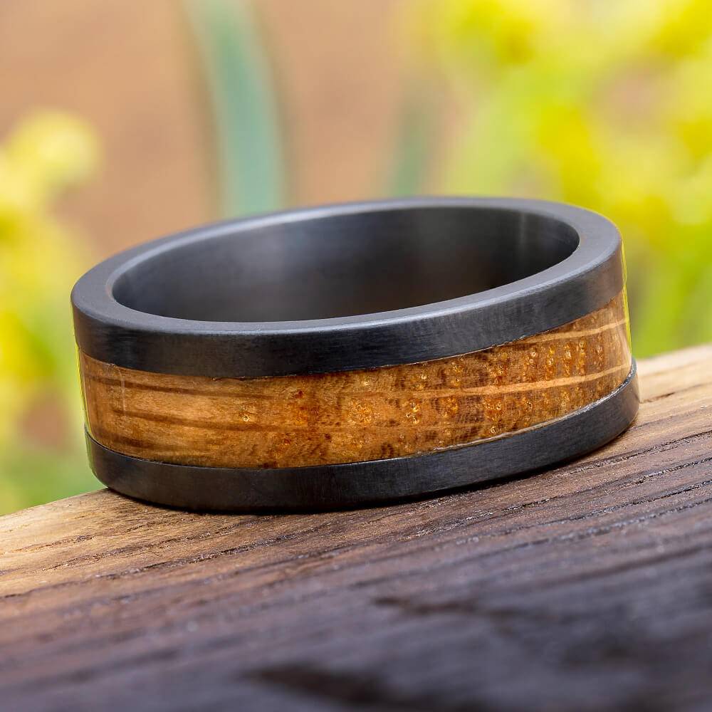 Whiskey Barrel Wedding Band in Black Zirconium