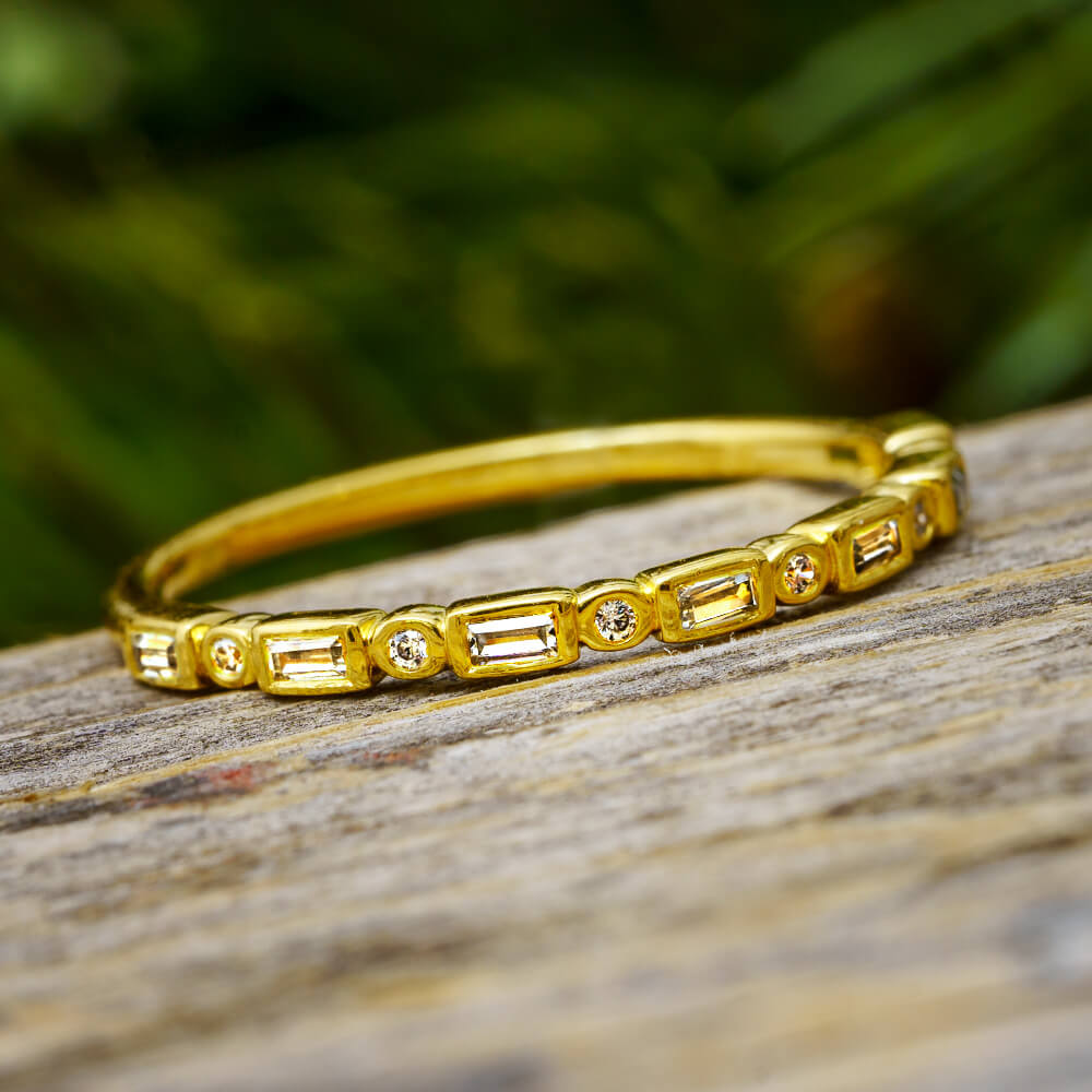 Gold Stackable Band with Diamonds