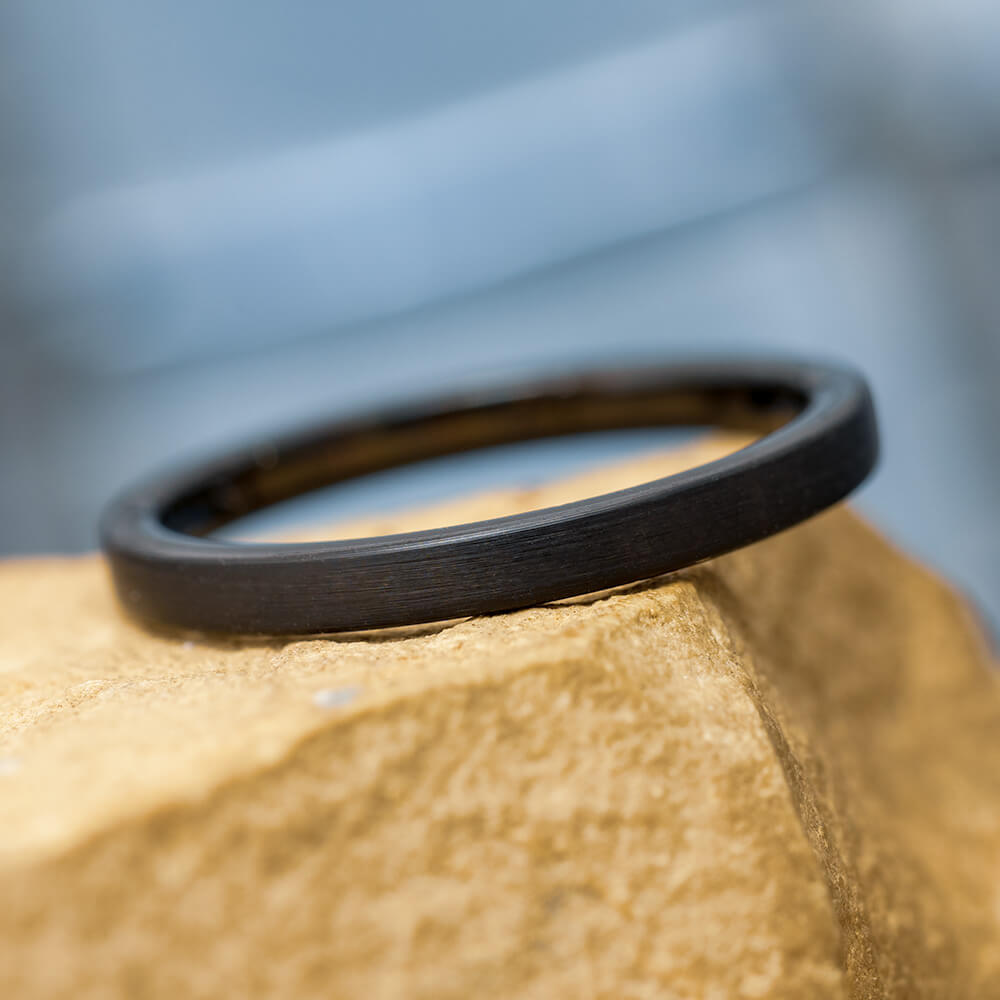 Narrow Black Ceramic Wedding Band