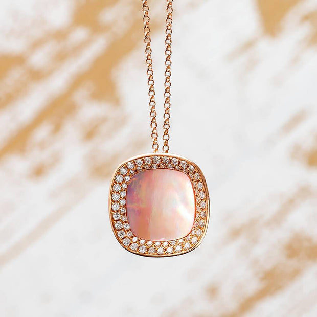 Pearl and Diamond Halo Necklace