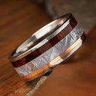 Meteorite Ironwood and Copper Ring in Titanium Band-1134 - Jewelry by Johan
