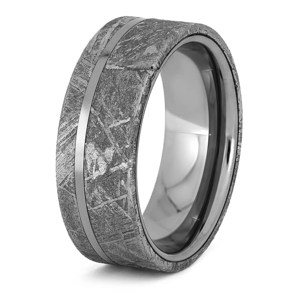 Tungsten Wedding Band with Gibeon Meteorite-1206 - Jewelry by Johan