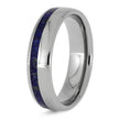 Lapis Lazuli Ring, Titanium Wedding Band With Round Profile