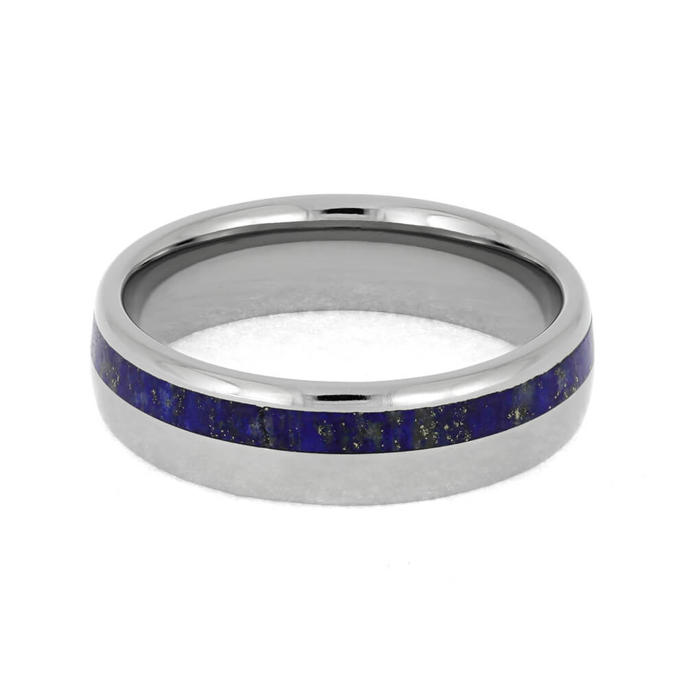 Lapis Lazuli Ring, Titanium Wedding Band With Round Profile-1555 - Jewelry by Johan