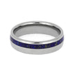 Lapis Lazuli Ring, Titanium Wedding Band With Round Profile