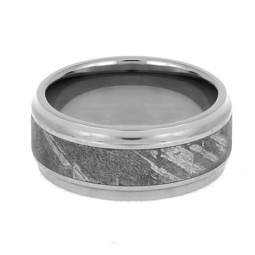 Meteorite Men's Wedding Band, Titanium Ring With Concave Edges-1602 - Jewelry by Johan