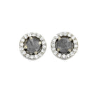 Meteorite Earrings With Stunning White Diamonds On 14k White Gold