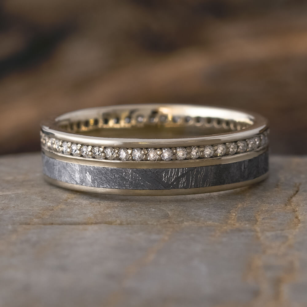 White Gold Meteorite and Diamond Eternity Band-1902 - Jewelry by Johan