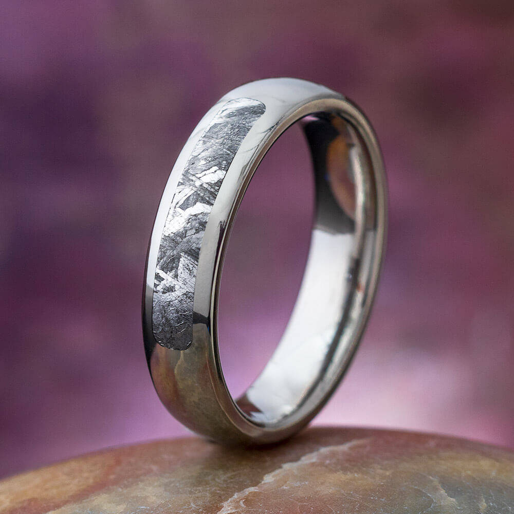 Titanium Ring With Partial Meteorite, Meteorite Jewelry-1939 - Jewelry by Johan