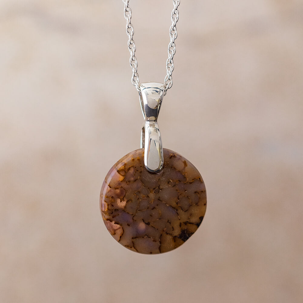 Dinosaur Fossil Circle Pendant Necklace