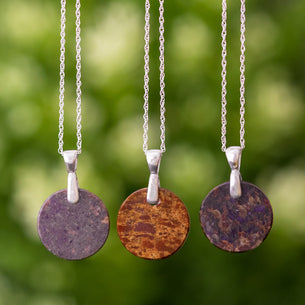 Dinosaur Fossil Circle Pendant Necklace