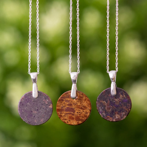 Dinosaur Fossil Circle Pendant Necklace