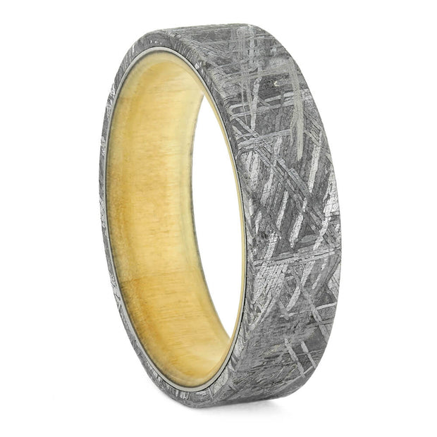 Meteorite Men's Wedding Band With Aspen Wood Sleeve-2477 - Jewelry by Johan