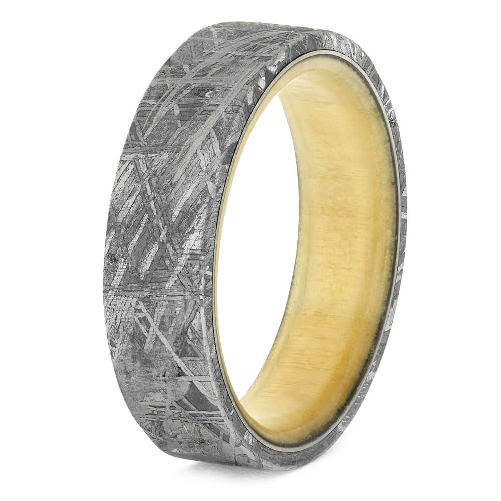 Meteorite Men's Wedding Band With Aspen Wood Sleeve-2477 - Jewelry by Johan