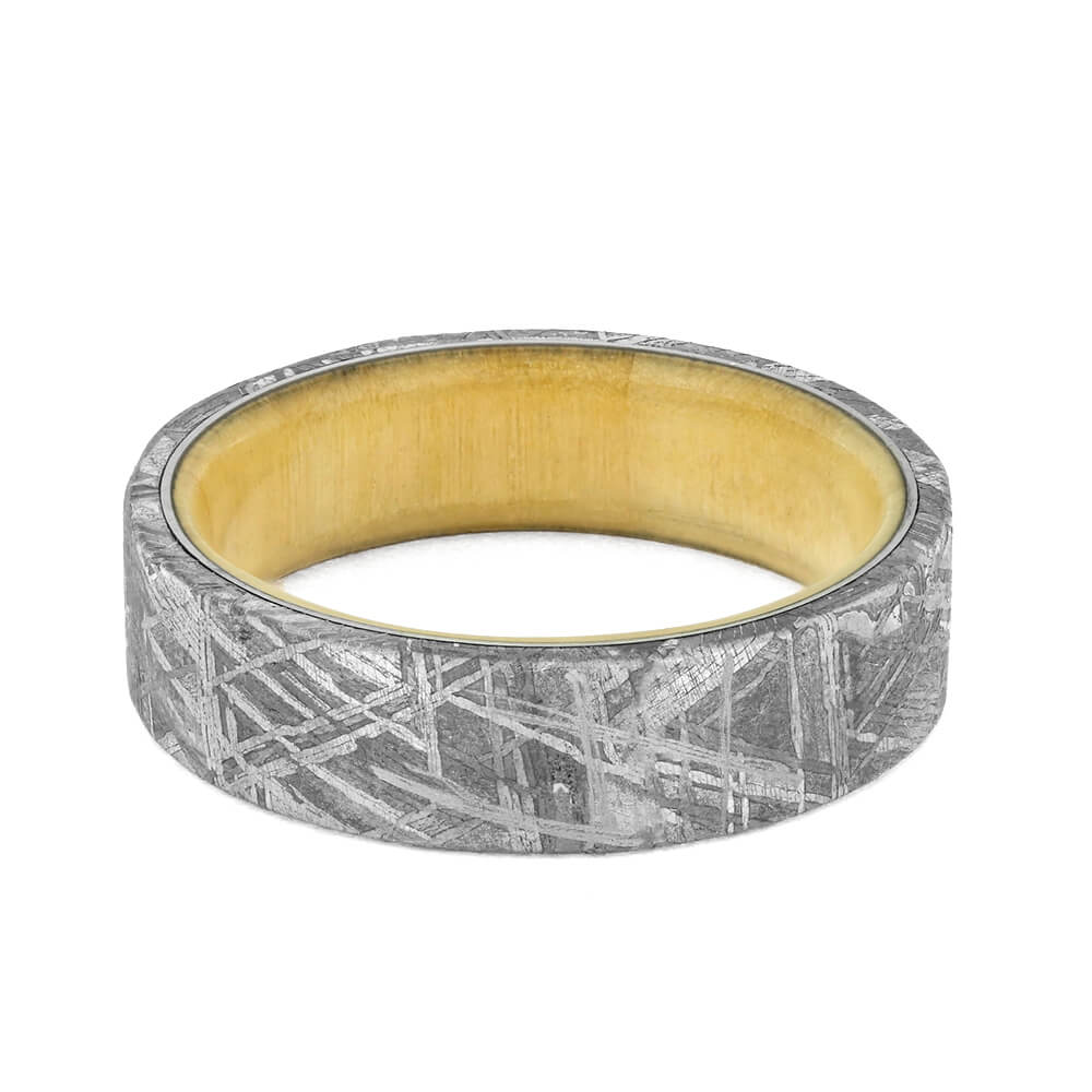 Meteorite Men's Wedding Band With Aspen Wood Sleeve-2477 - Jewelry by Johan