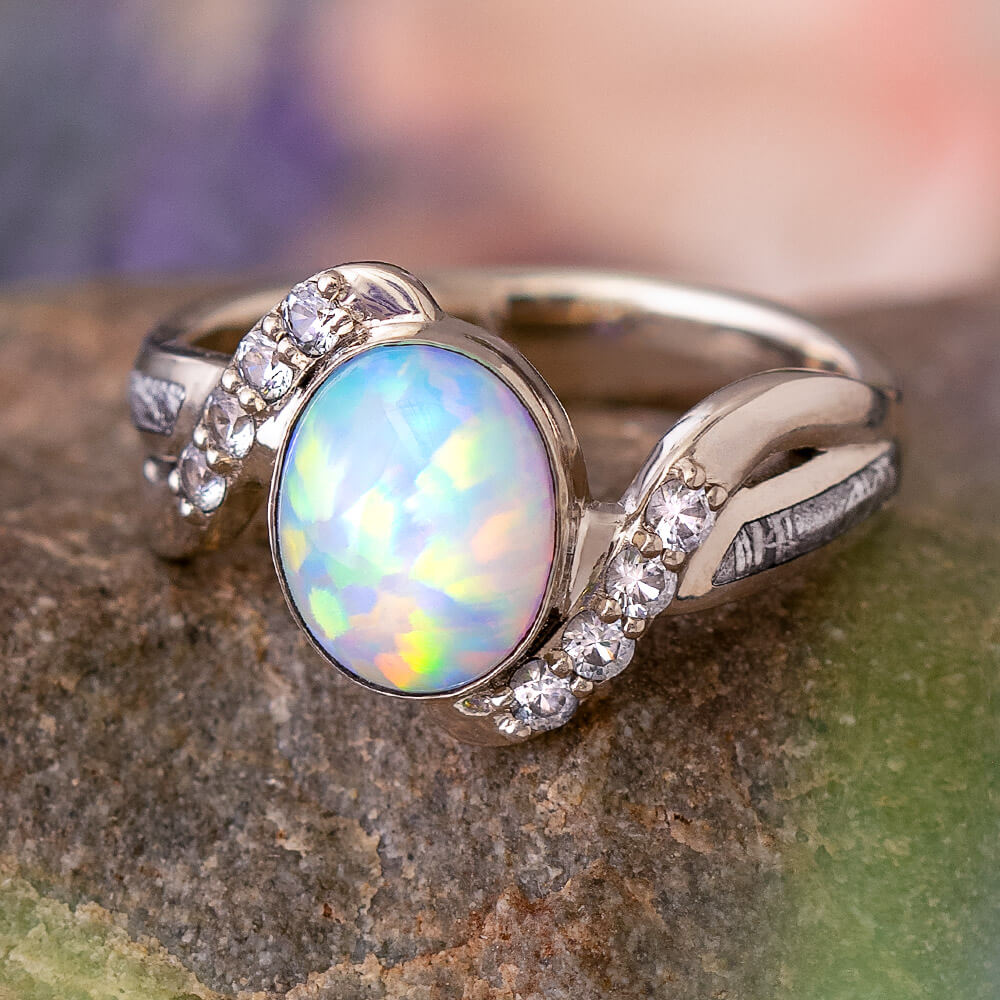 Opal & Diamond Engagement Ring | Jewelry by Johan - Jewelry by Johan