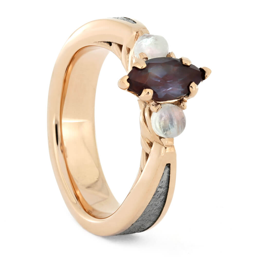 Alexandrite Engagement Ring With Moonstones, Alternative Engagement Ring-2742 - Jewelry by Johan