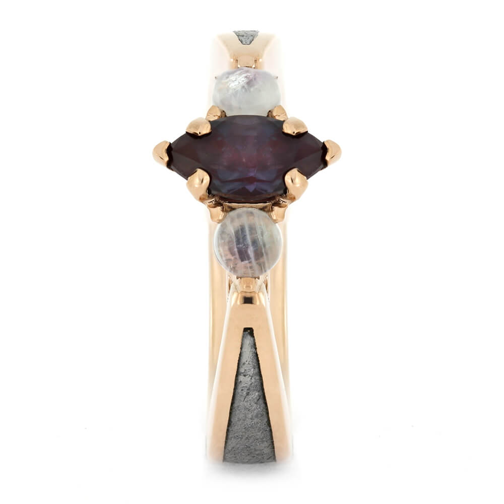 Alexandrite Engagement Ring With Moonstones, Alternative Engagement Ring-2742 - Jewelry by Johan