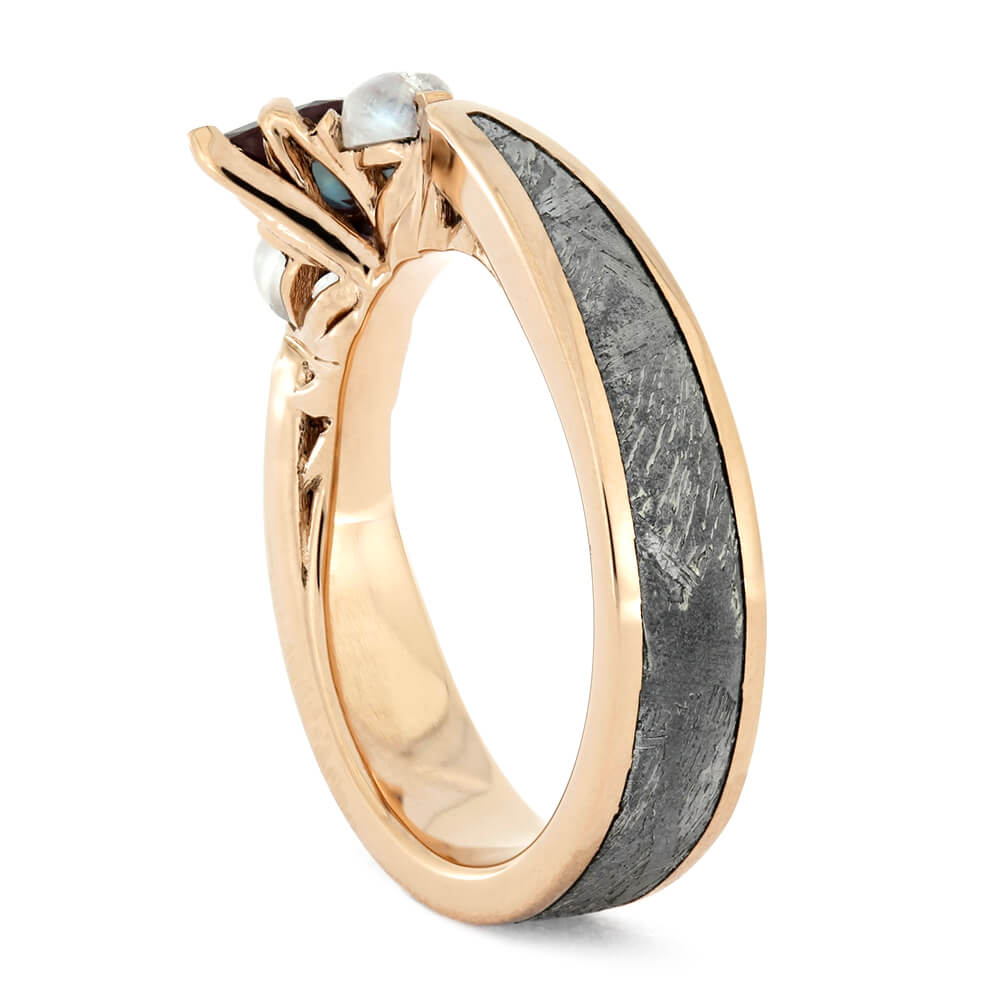 Alexandrite Engagement Ring With Moonstones, Alternative Engagement Ring-2742 - Jewelry by Johan