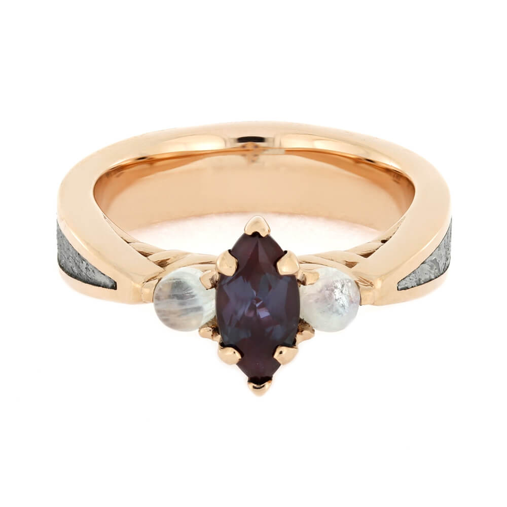 Alexandrite Engagement Ring With Moonstones, Alternative Engagement Ring-2742 - Jewelry by Johan