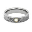 Meteorite Wedding Band in Titanium with Opal Gemstone-2859 - Jewelry by Johan