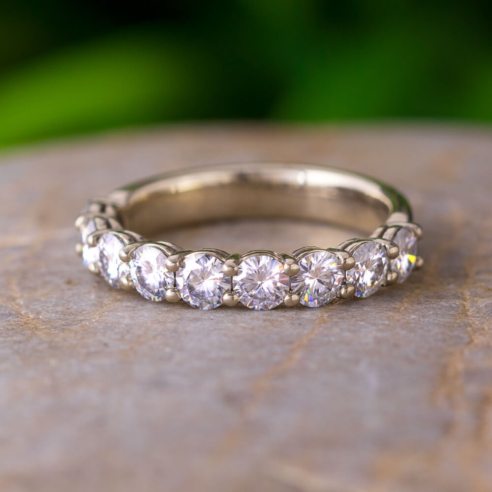Custom Moissanite Wedding Band Styled in White Gold-2971 - Jewelry by Johan
