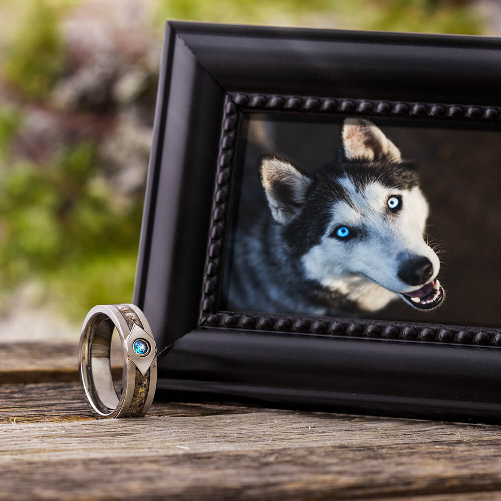 Cremation Ash Ring with Blue Topaz-3233 - Jewelry by Johan