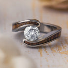 Wood Engagement Ring with Moissanite Stone and Koa Wood-3241 - Jewelry by Johan