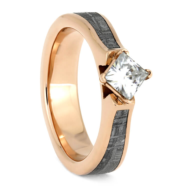 Rose Gold Meteorite Ring Set